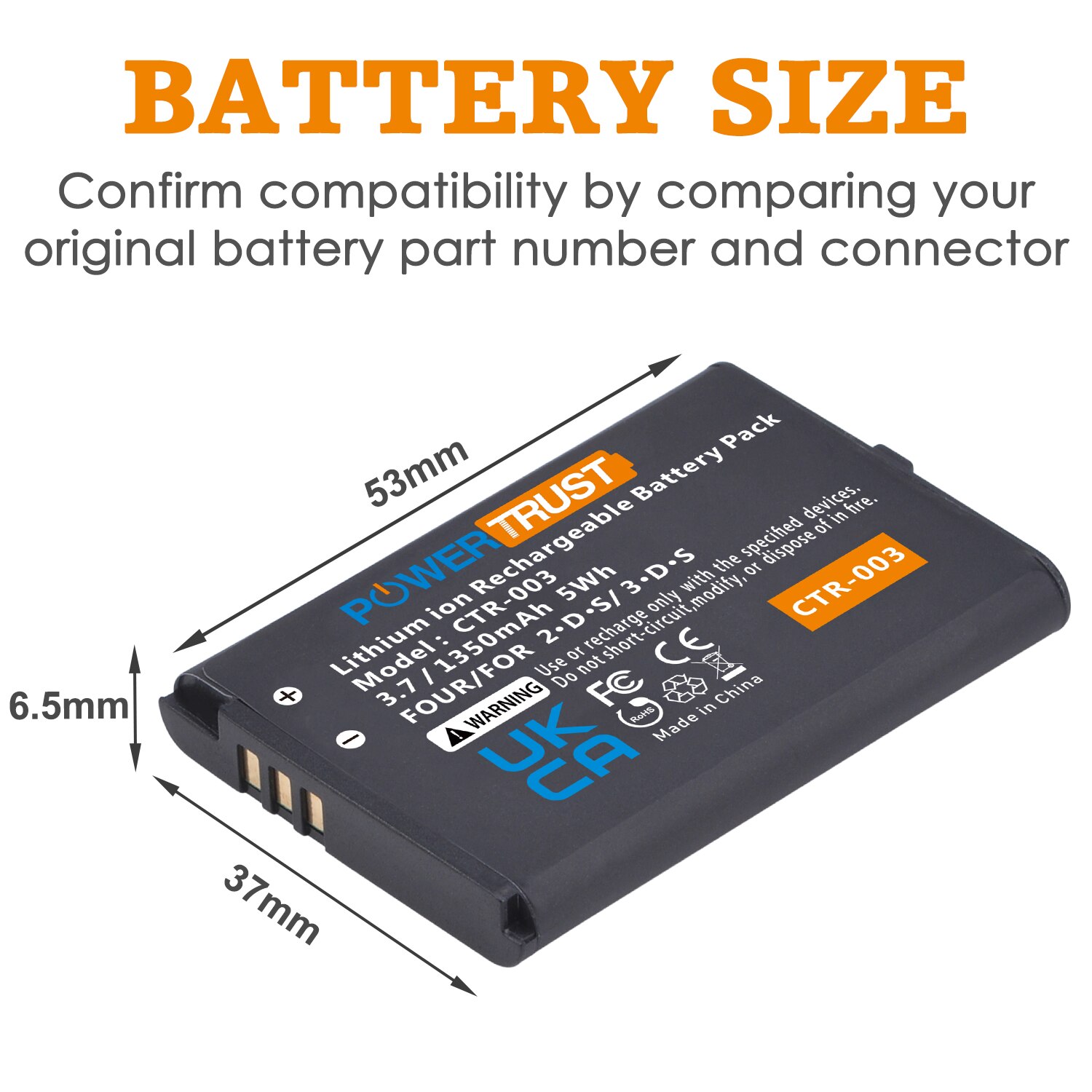 Batterie pour Console de jeu Nintendo 3DS, 2DS XL, 2DS, avec outils, 1350mAh, CTR-003, CTR 003, 1 pièce