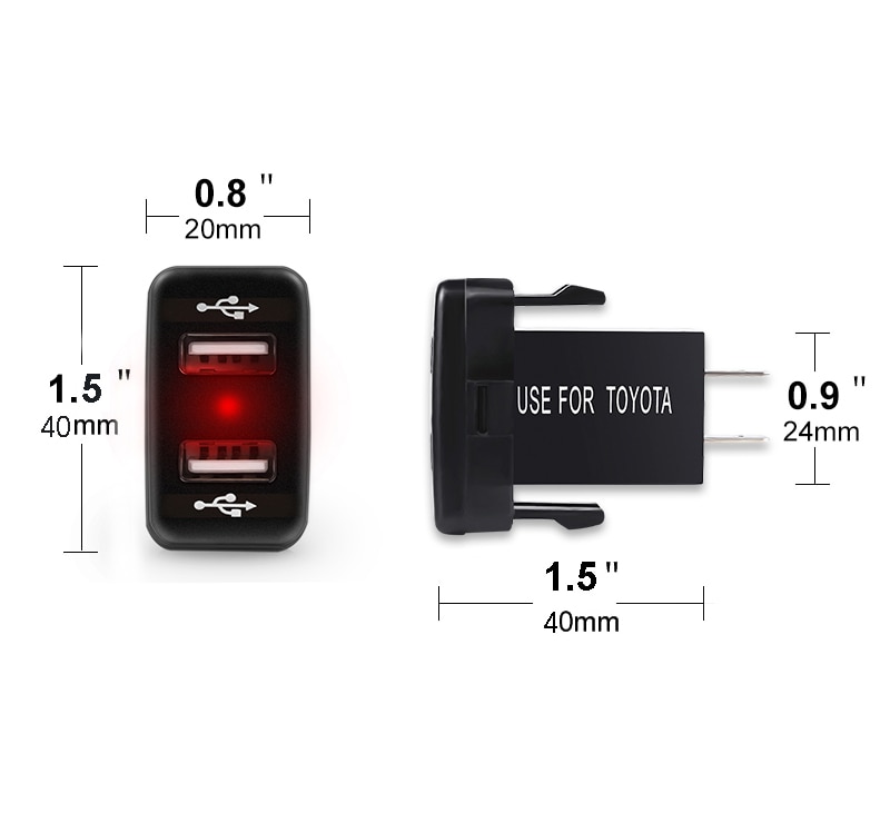 5V 4.2A Fast Car Charging Charger 2.1A Dual Port USB Charger with Fuse Wire 12-24V Power Outlet For Toyota Corolla Prado Reiz