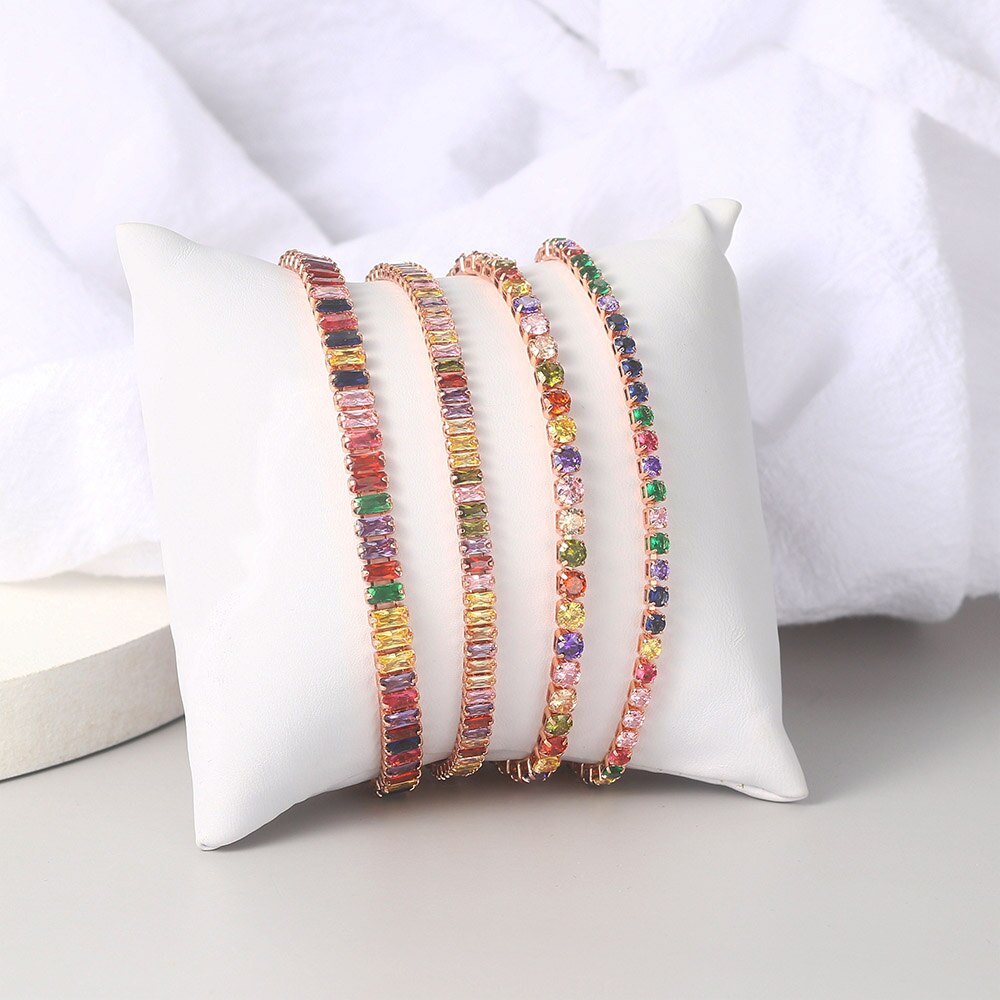 Mehrfarbige Armbinde Für Frauen Zirkon Einstellbare Schmuck Stein Farbe Nach Dem Zufall Angeordnet Hochzeit Weihnachten Schmuck DZH043