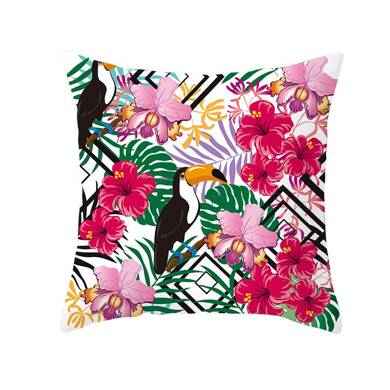 45*45Cm Kids Pasen Dag Tropische Decoratie Print Kussenhoes Polyester Groene Plant Sierkussen Voor Sofa/home Decor Pillowcas: 16