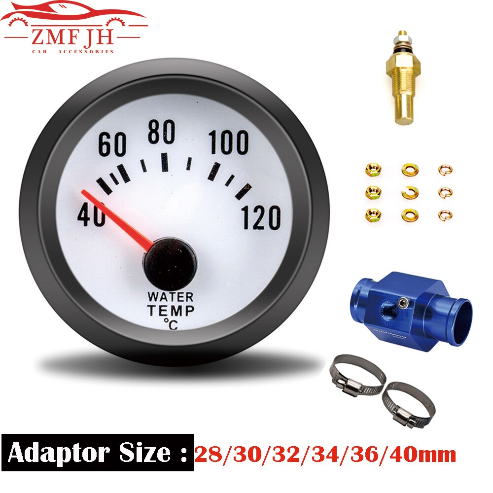 Indicador de temperatura de agua para coche, medidor de temperatura de agua con Sensor, luz LED azul, 2 ", 52mm, 12V, 40 ~ 120Celsius