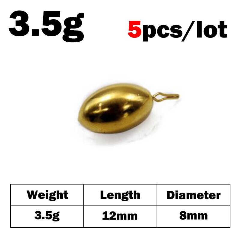 Outkit fiske bly sänken kula koppar vikt sänkor 1.8g/3.5g/5g/7g/10g redskap sänkor fiske bly vikt: 5 st -3.5g