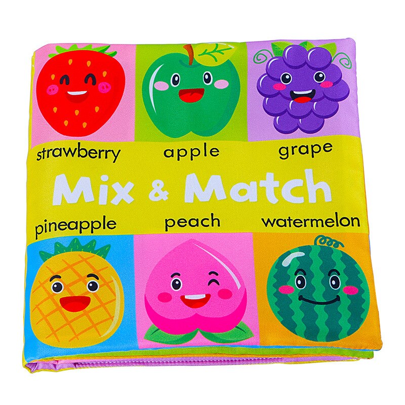 Cartoon Dier Gezicht Bijpassende Doek Boek Gescheurd Baby Stereo Doek Boek Montessori Early Onderwijs Peuter Boeken: Fruit