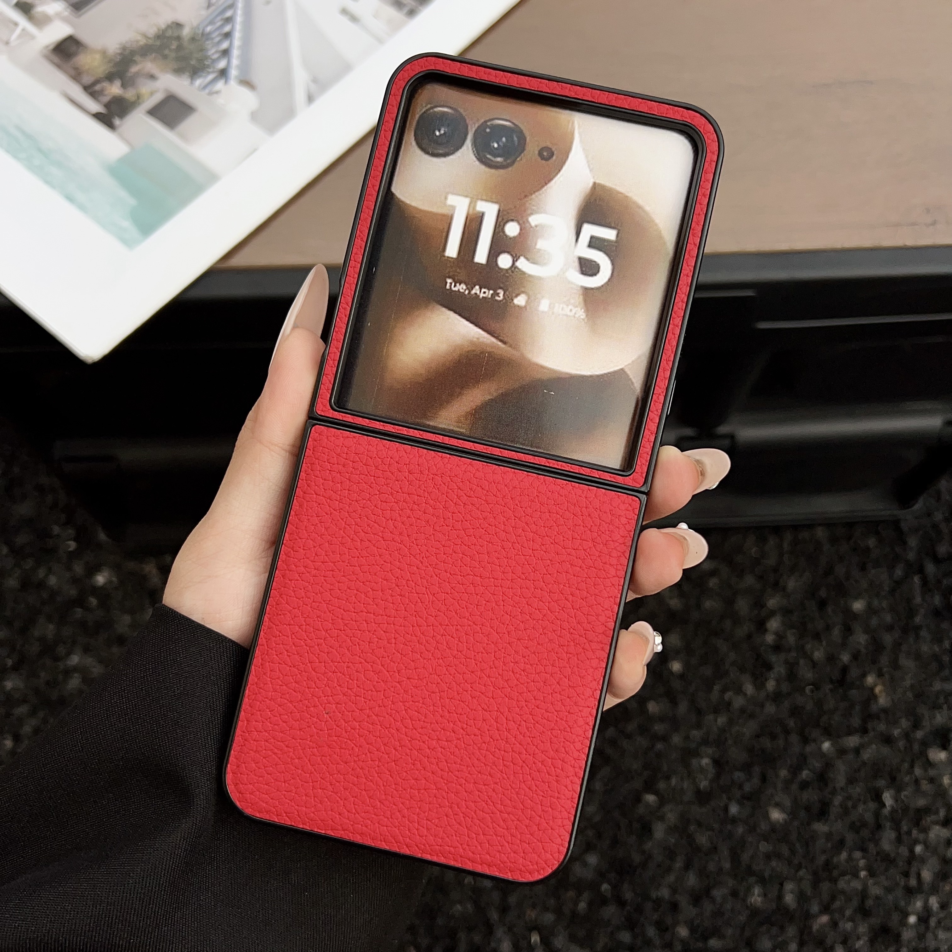 Premium PU Leather Case Hard Plastic Cover For Motorola Razr 50 60 Ultra Razr50 Plus