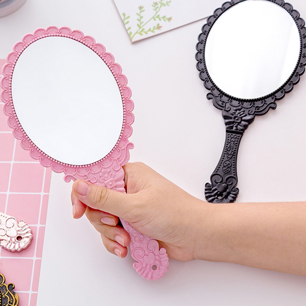 Makeup spejl retro mønster håndtag makeup spejle makeup spejl bærbar håndbagage blonder håndholdte spejle makeup værktøj