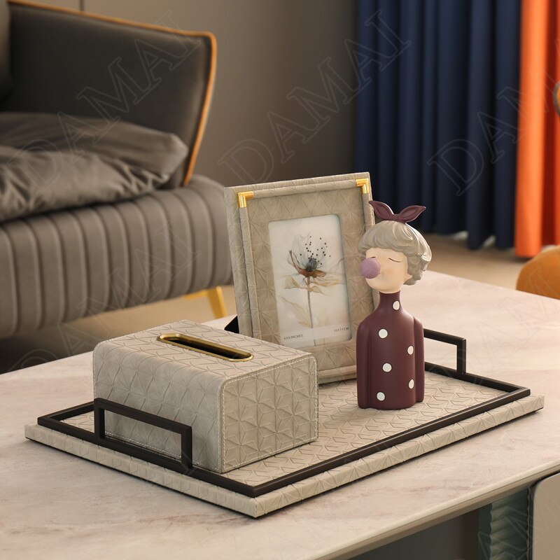 Modern Gold 7 Inch Leather Rectangle Photo Frame Bedroom Bedside Picture Organizer Office Desktop Frame Home Decor Ornaments