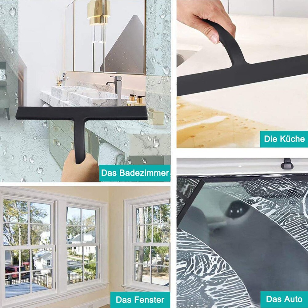 Window Glass Mirror Wiper Cleaner with Hook Window Glass Wiper Scraper Cleaner Silicone Shower Squeegee Bathroom