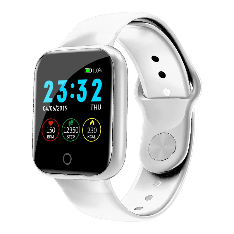Smarte armbånd kvinder mænd i5 smartwatch sports skridttæller blodtryksmåler fitness tracker til android ios: Hvid tpu
