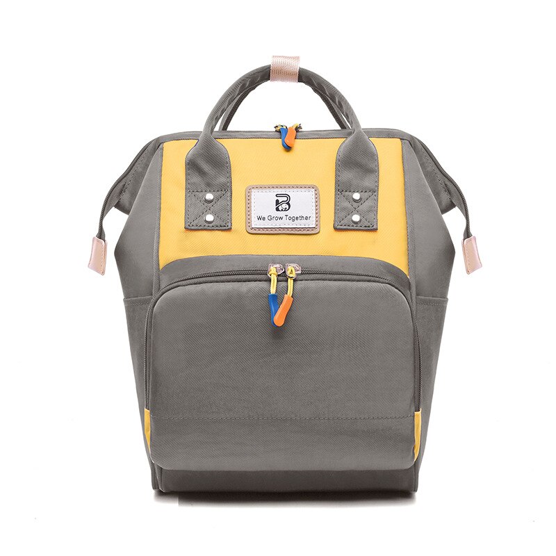 2020 novo estilo atualizado à prova dwaterproof água saco de fraldas casual moda mochila feminino contraste cor gravidez e saco infantil: Greyish Yellow Mixed Colors