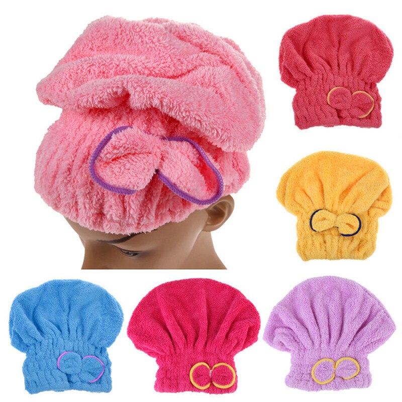 Drying Towel Bath Shower Cap Bow Tie Microfiber Hair Turban Quick Dry Hat Cap Wrapped Towel Superfine For Women