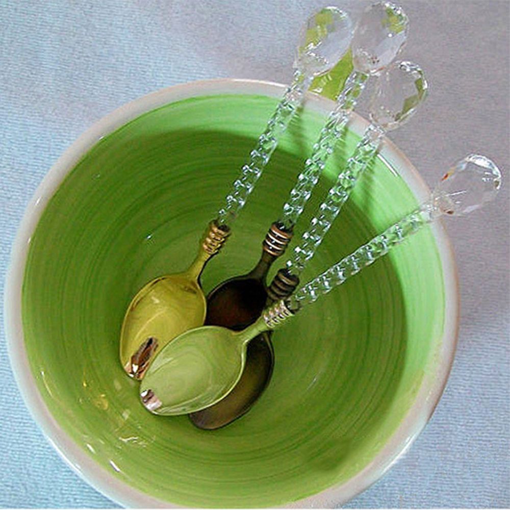 Cuchara de té de mango de cristal cuchara de helado cuchara de postre cuchara para casa/bar cubiertos de estilo real