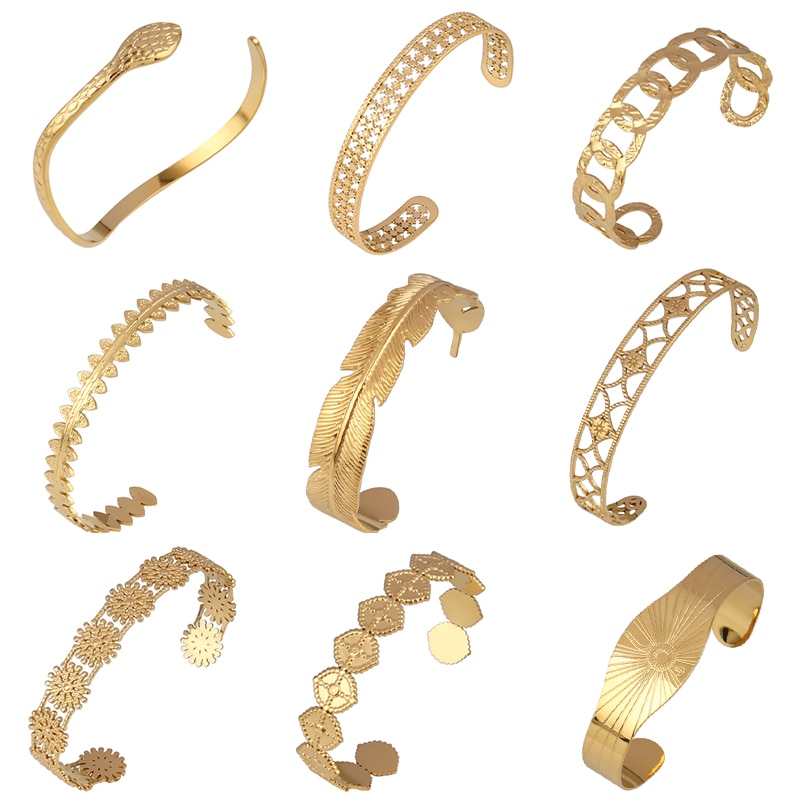 Punk Vintage Armband Öffnung Armbänder Für Frauen Edelstahl Armreif Armband Manschette Armband Blatt Charme Armband Schmuck