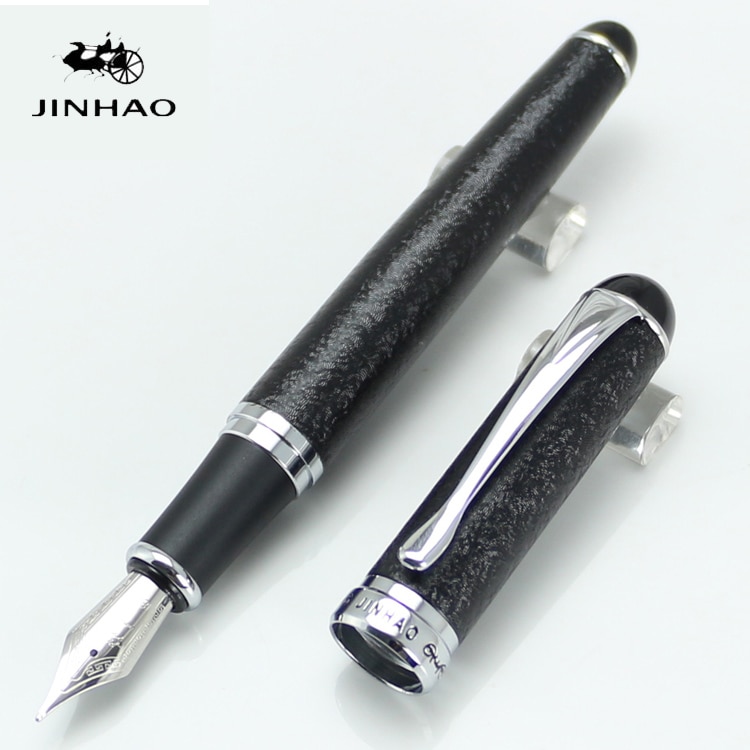 JINHAO 750 Pen Business & Writing Supplies Black Rough surface and silver Braod Nib Fountain Pen Without Pen Case