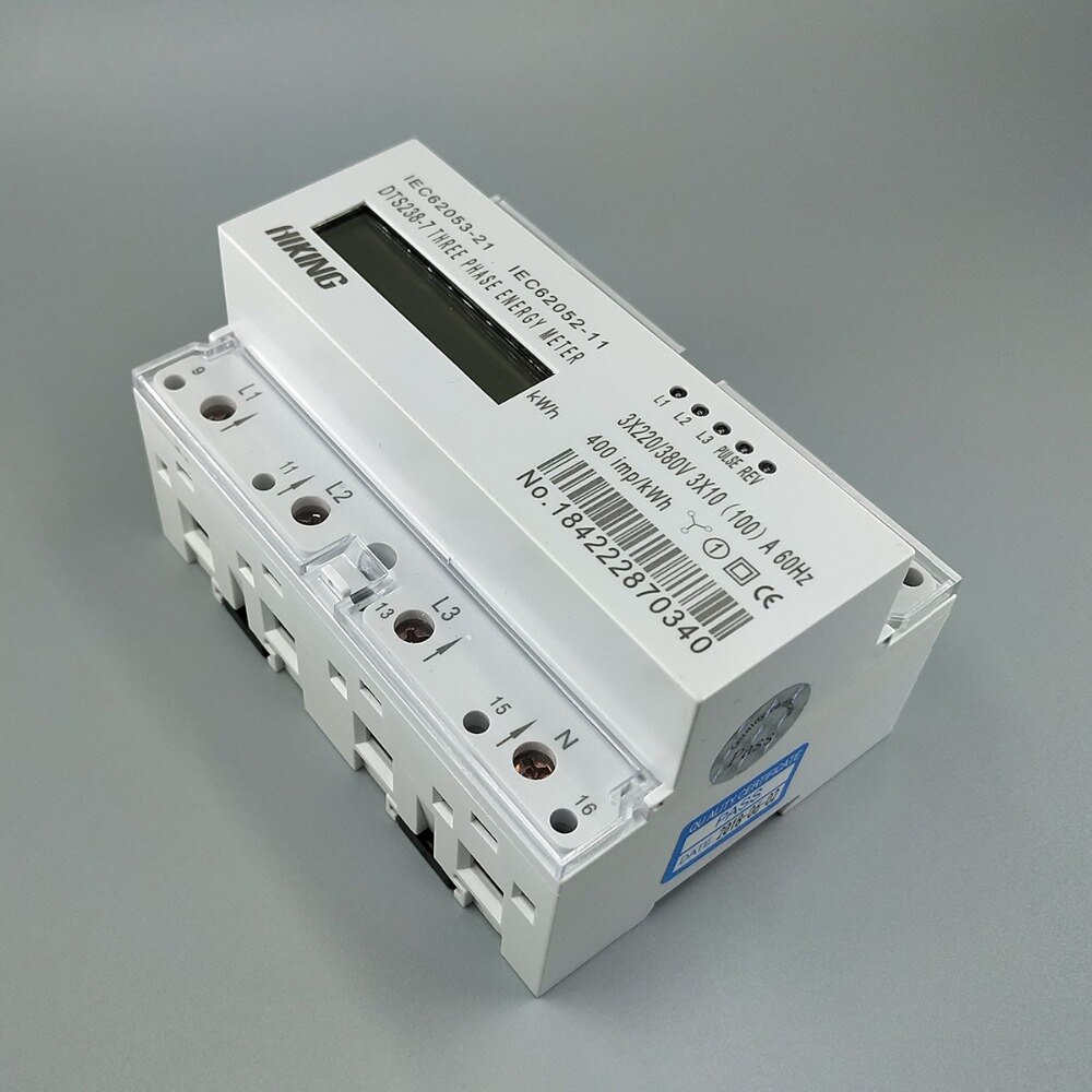 10(100)A 3*220V/380V 60HZ three phase Din rail KWH Watt hour din-rail energy meter LCD