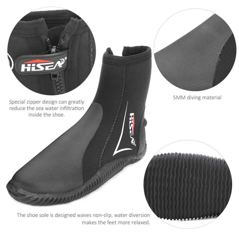 Scarpa da sub unisex da 5MM stivali da immersione in neoprene scarpe da acqua inverno a prova di freddo pinne alte superiori calde scarpe da pesca subacquea