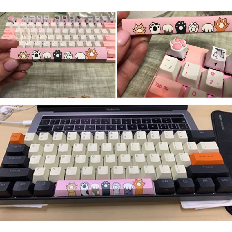 Replace SpaceBar Keycap PBT Five Sides Dye-Subbed Spacebar 6.25U Cherry Profile Space Bar Keycap for DIY Mechanical Keyboard