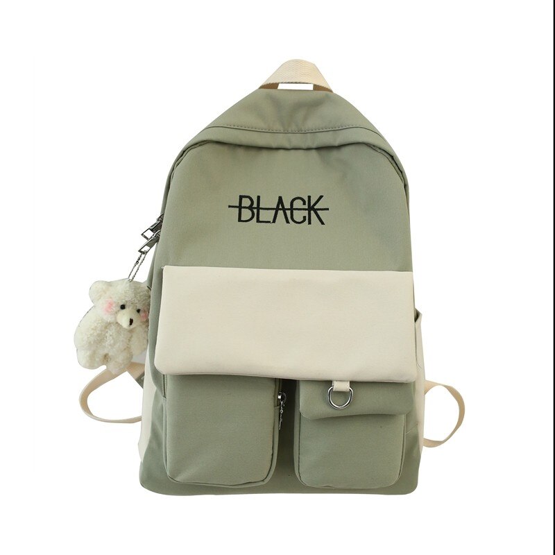 Nouvelle tendance femme sac à dos sacs d'école imperméables pour adolescentes grande poche Nylon couleur bonbon collège sac à dos Mochila: green white