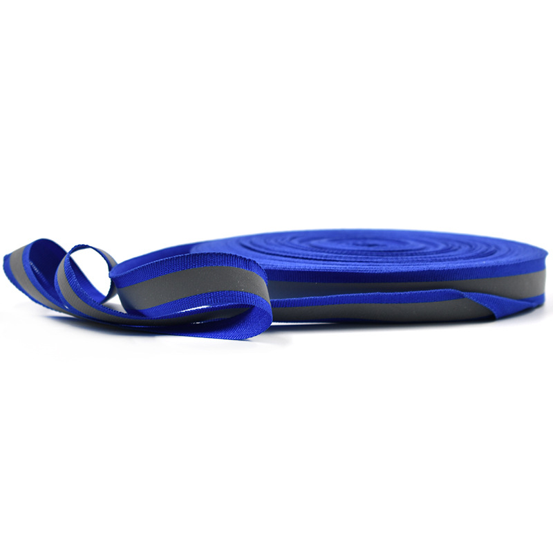 1 meter Reflecterende Singels Lint Weven Piping Kranen Stof Tape Waarschuwing met heldere reflecterende film 2*1cm Breed: Blue 1m