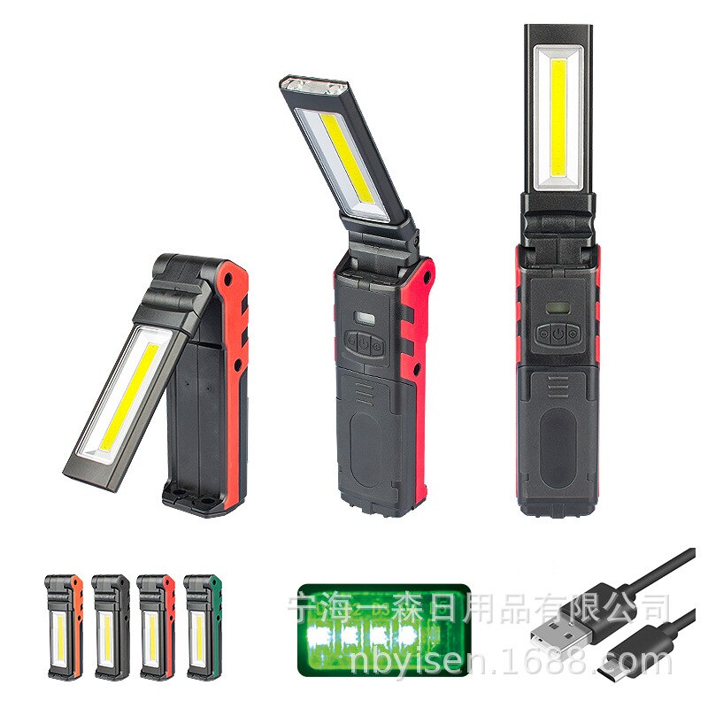 Usb Oplaadbare Werken Licht Camping Zaklamp Waterproof Torch Ingebouwde Batterij Cob Led Lantaarn Linternas Met Magneet/Haak