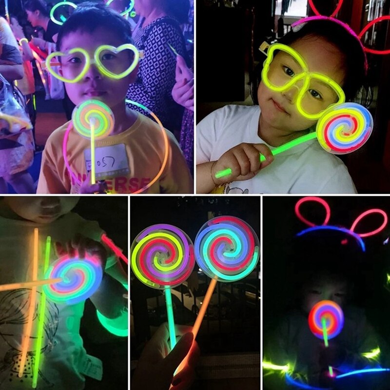 Lollipop-barra luminosa fluorescente para niños y adultos, palitos de luz para carnaval, Rave, baile, suministros de boda, navidad