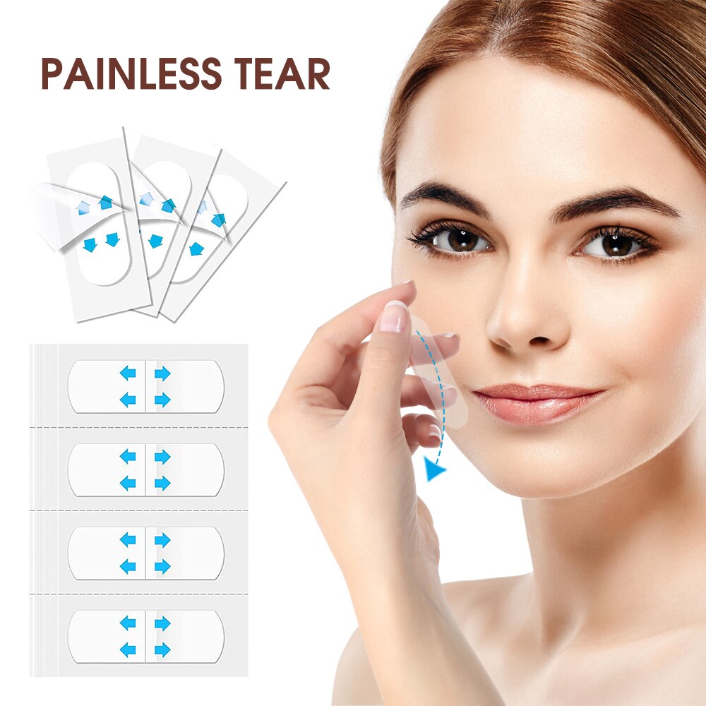 80 Uds. Pegatinas invisibles para levantamiento de rostro, cintas de repuesto en forma de V para levantamiento de barbilla doble, maquillaje fino, parches adhesivos para estiramiento facial