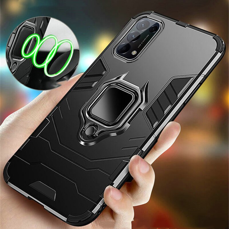 Voor Oppo Reno5 Lite Case Ring Houder Armor Bumper Hard Pc & Soft Tpu Capa Voor Oppo Reno 5 F coques