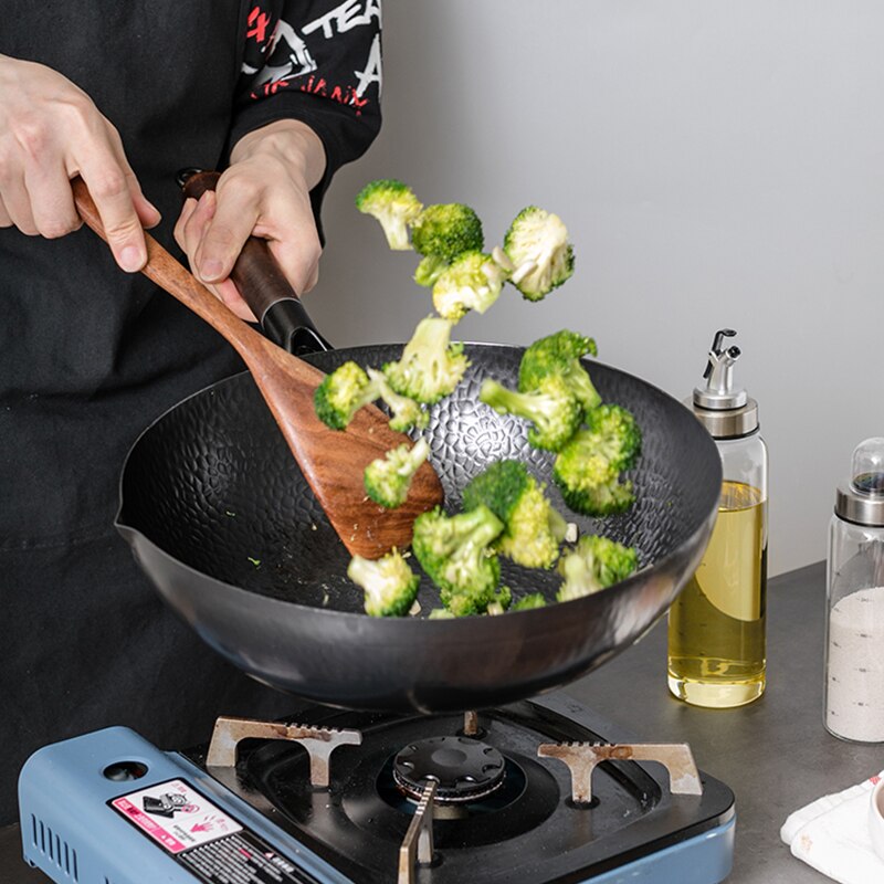 32Cm Chinese Traditionele Ijzeren Wok Non-stick Pan Kitchen Cookware Non-Coating Pan Met doos