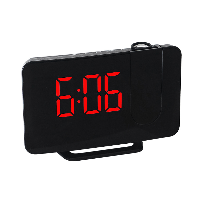 Fm-radio led digital smart väckarklocka klockbord elektroniska skrivbordsklockor usb väckarklocka med 180 ° tidsprojektor snooze: Röd