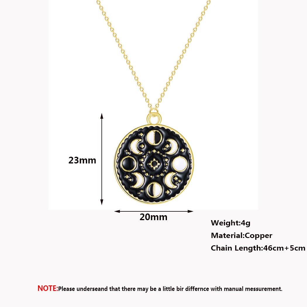 QIMING Moon Phase collana nera per donna Glow In The Dark collane con pendente a mezzaluna Vintage con smalto luminoso incandescente