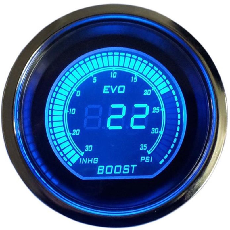 52mm Car Guages Boost Turbo Gauge Psi LCD Digital Display With Sensor Red Blue jauge voiture reloj presion turbo auto bar