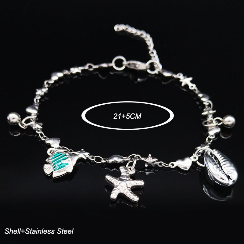 Boho Vredesteken Zilver Kleur Rvs Enkelbanden Voet Armband Vrouwen Hart Voet Ketting Strand Sieraden Plata Para Mujer A612256