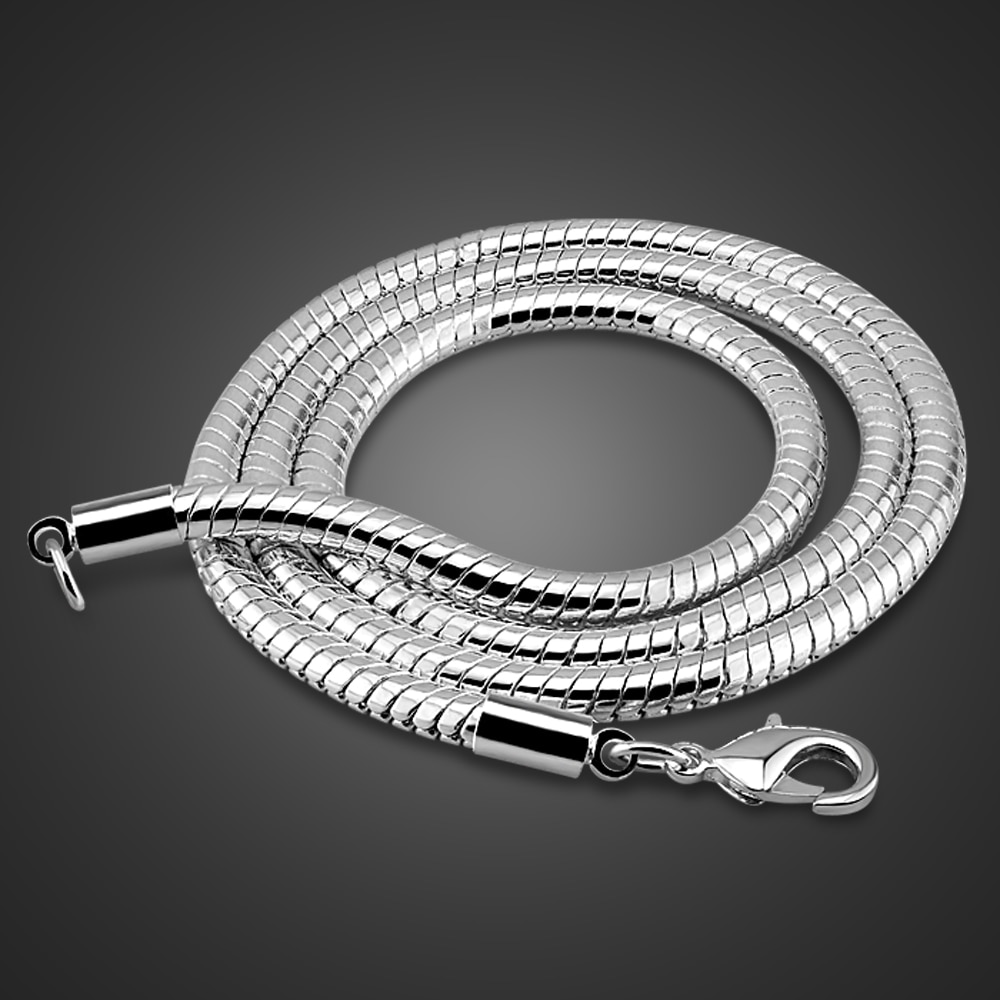 hommes en argent Sterling collier 925 argent lisse 4mm20 / 22 pouces serpent chaîne collier garçon/femme bijoux