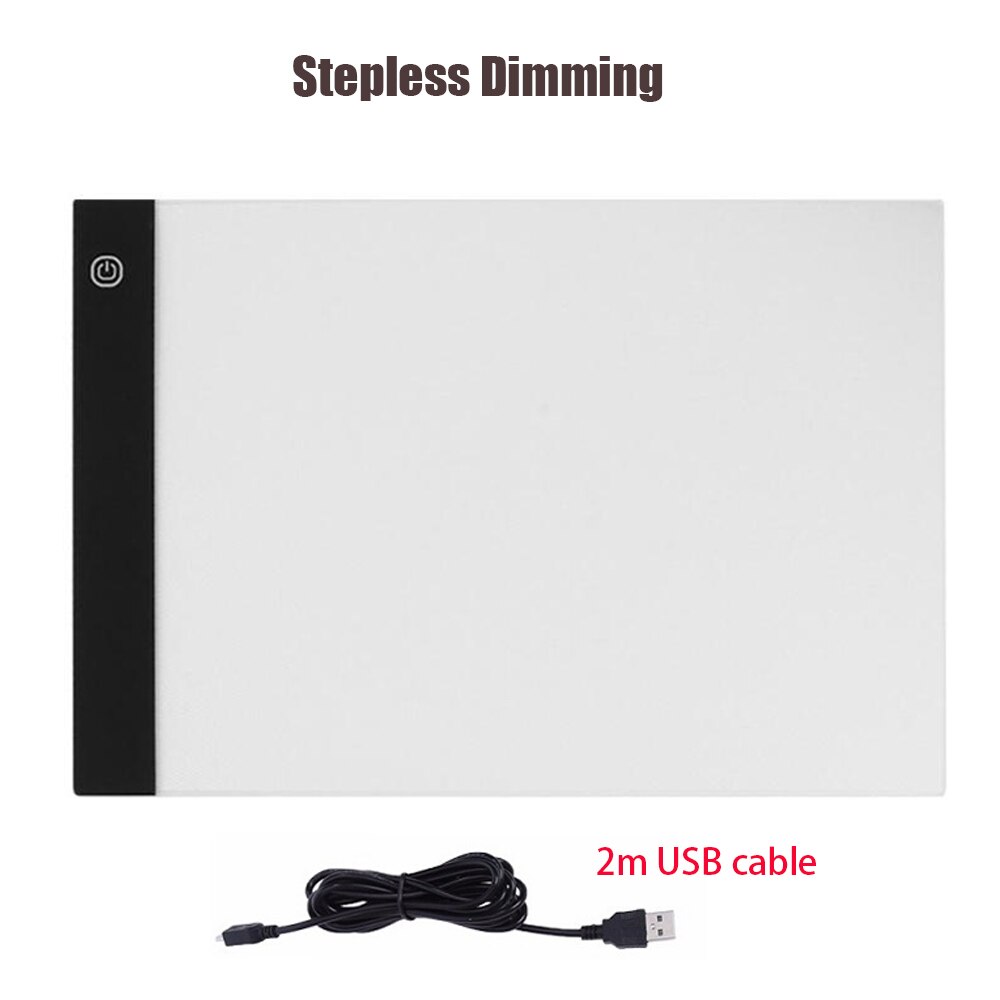 Ultra Thin A4LED Light Pad Artist Light Box Table Tracing Drawing Board Pad Diamond Painting Embroidery Tools dibujo profesional: Stepless dimming