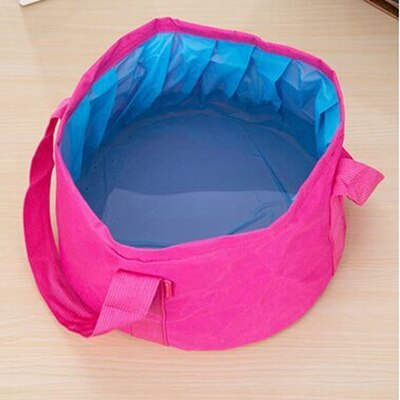 Lavabo de camping plegable portátil de viaje al aire libre, cuenco de cubo, bolsa de lavamanos, cubo de agua 15L: rose
