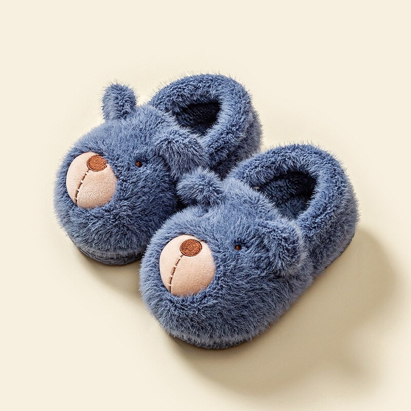 Zapatillas de invierno de algodón para niñas, zapatos de invierno con oso, Zapatillas de casa cálidas,