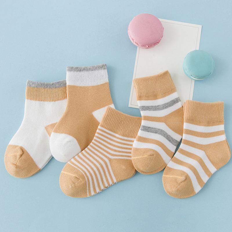 5 paare/paket Herbst Unisex Baby Jungen Socken Kinder Socke Baumwolle Kinder Mädchen Socken 0-6Y: Yellow / 0-1