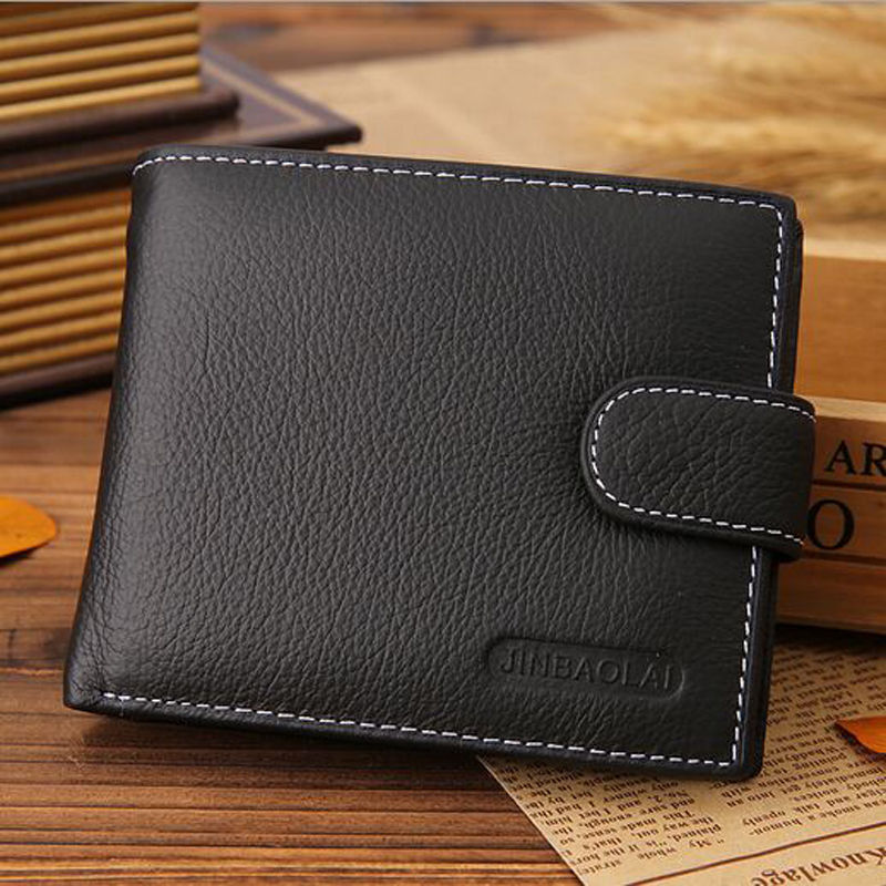 Mode Au Voorraad Mannen Leather Slim Wallet Id Credit Card Houder Portemonnee: Black