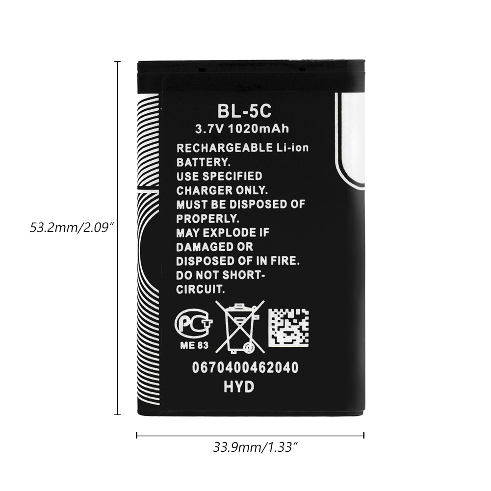 Batería de BL-5C li-po BL-5C Original 3,7 V 1020mAh para Nokia 2280 2300 2600 2610 3100 3105 3120 3125 3230 3555 3600 3610