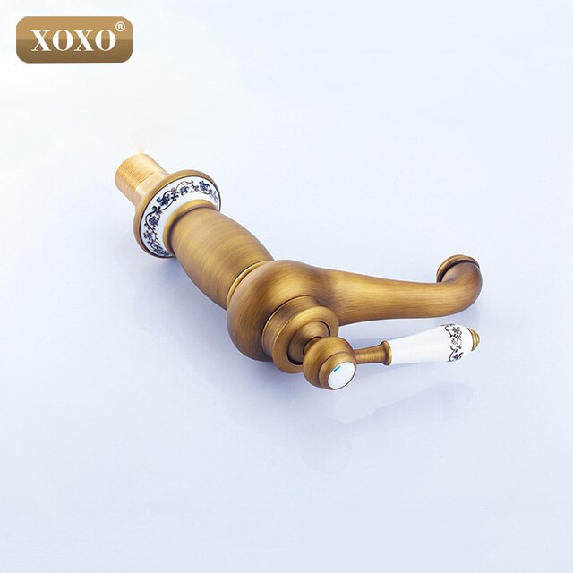 Xoxo retro enkelt håndtag /hul badeværelseshane blandingsbatteri med keramisk håndtag, krom antik sort guld finish 50045bt