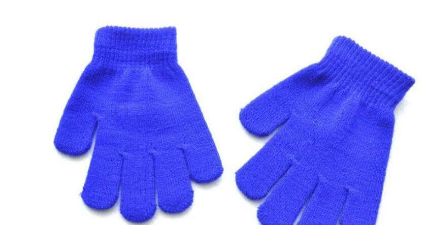 Baby kid handsker strikkede handsker efterår vinter helfinger strikkede goves vanter: Blå
