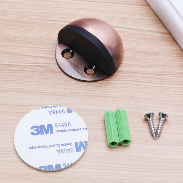 Verborgen Roestvrij Staal Rubber Dual-Gebruik Deurstopper Deur Houders Catch Floor Gemonteerd Nail-Gratis Deur Stopt Sticker deur Stop: red bronze
