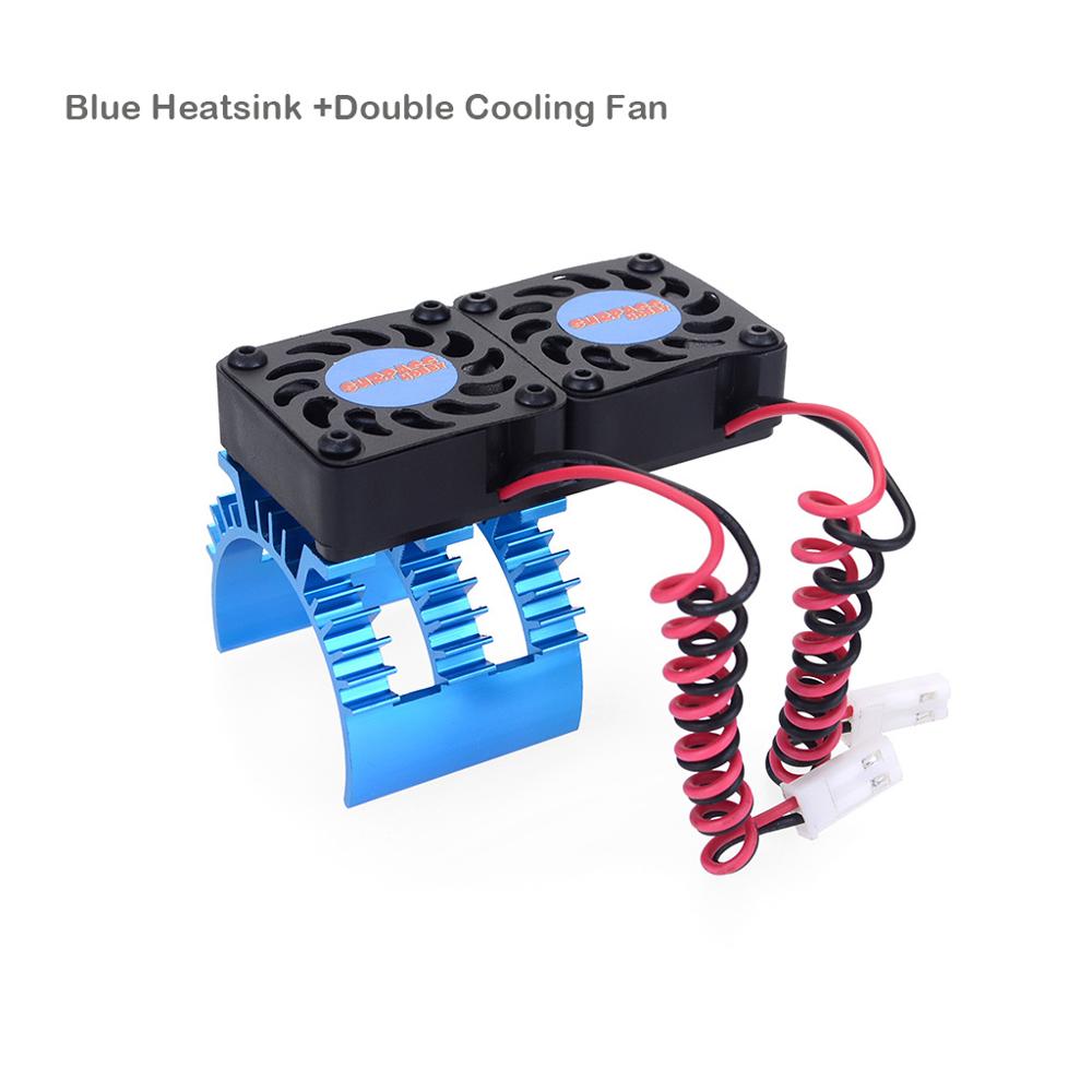 SURPASS HOBBY RC Motor Cooling Fan W/ Heatsink for 1/10 1/8 RC Car 540 550 3650 3660 3670 Motor ESC Cooling Fast RC Car Part: Blue double fan