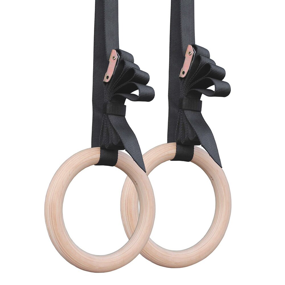 Wooden 28mm Exercise Fitness Gymnastic Rings Gym Exercise Crossfit Pull