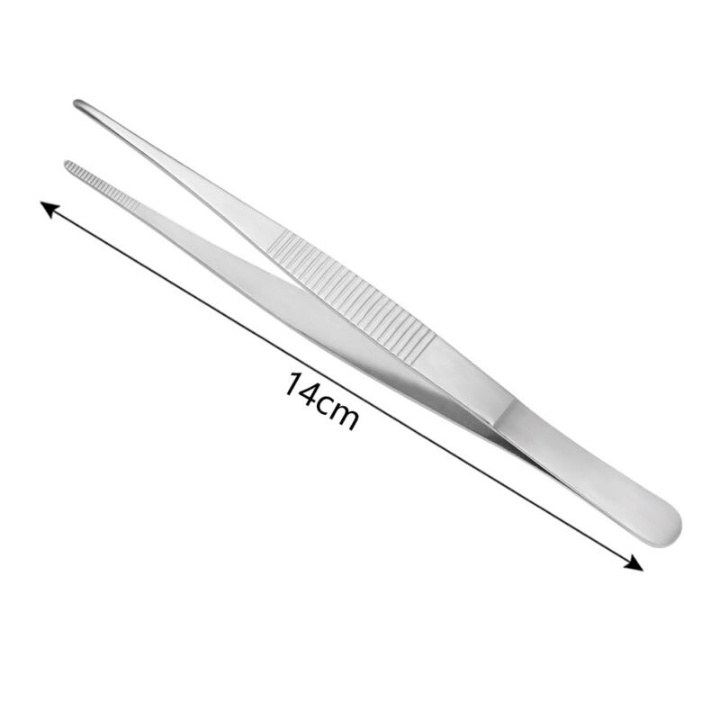 1x pinza de cocina larga de acero inoxidable para cocinar, utensilios de churasco, pinzas para barbacoa, utensilios para servir, suministros de jardín: 14cm