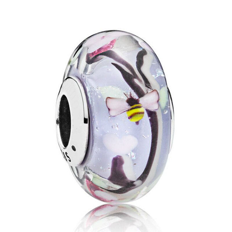 Abbondante Cuori Incantato Giardino Iridescent Arcobaleno Baci In Vetro di Murano Misura Branelli Pandora Braccialetto Dell'argento Sterlina 925 di Fascino: 1