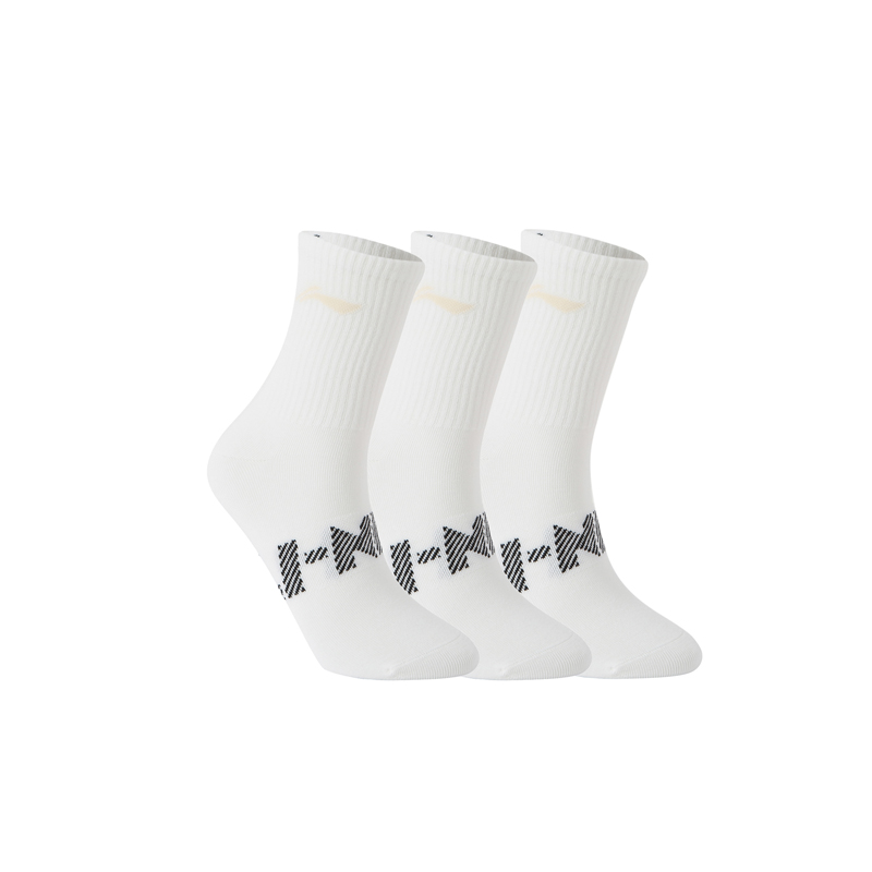 Li-Ning unisex-Sport-Stil, 3 Paar Socken, 22–28 cm, atmungsaktiv, bequemes Futter, für Herren und Damen, Buchstaben, modische Socken AWTV007