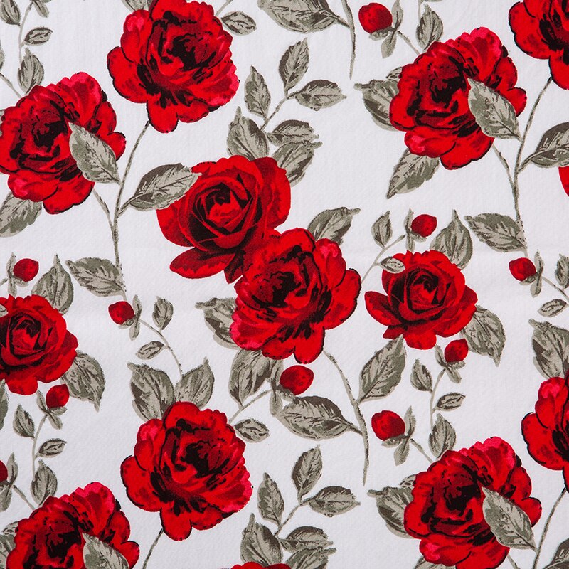 Tela de algodón de con estampado de rosas rojas, tejido fino de sarga, DIY, para hacer ropa de cama, colcha, decoración, hecho a mano, novedad de: Black
