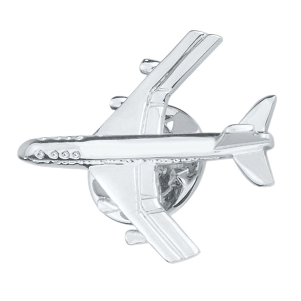 Silver Color Plated Brass Airplane Aircraft Plane Pin Brooch Jet Pin Badge