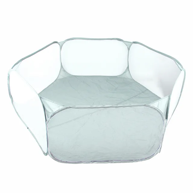 Jaula pequeña portátil para mascotas, tienda transparente para gatos y perros, parque para mascotas, valla de patio plegable abierta para perro, hámster, conejo, conejillo de indias: Marrón oscuro