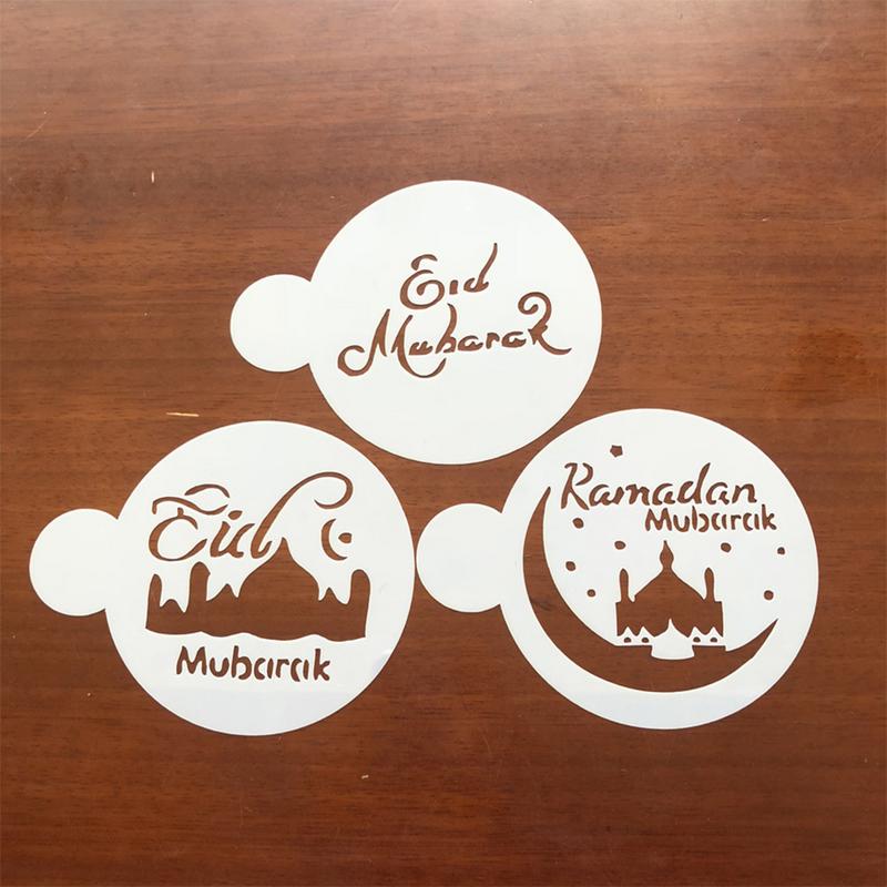 3 pièces/ensemble Ramadan gâteau pochoir musulman Eid Festival café Art pochoirs forme asymétrique gâteau décoration outils de cuisson